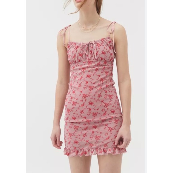 Urban Outfitters Dresses & Skirts - Urban Outfitters Motel Karie's Floral tie front mini dress pink size medium